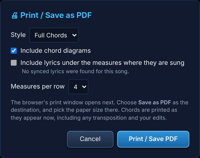The Print or Save as PDF window